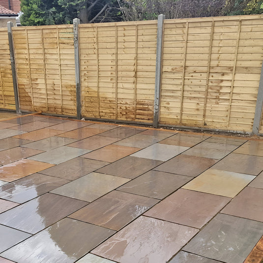 Autumn Brown Indian Sandstone Paving - 900 x 600 x 22mm - Hand Cut & Riven