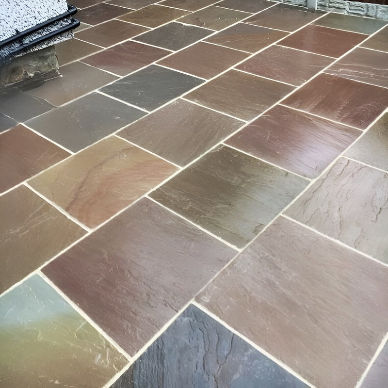 Load image into Gallery viewer, Autumn Gold Indian Sandstone Paving - 600 x 600 x 22mm - Hand Cut &amp; Riven
