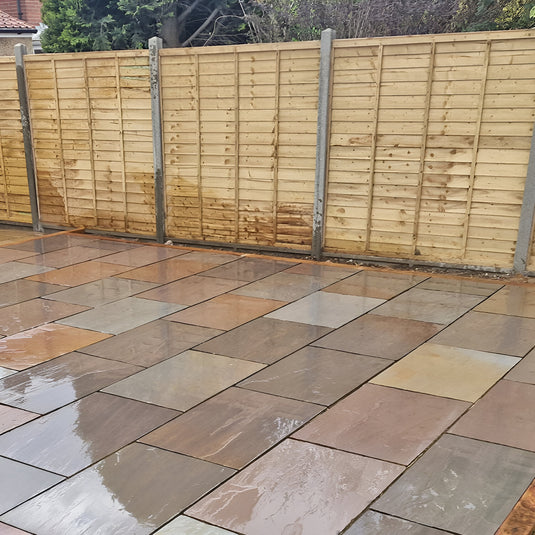 Autumn Brown Indian Sandstone Paving - 900 x 600 x 18mm - Hand Cut & Riven