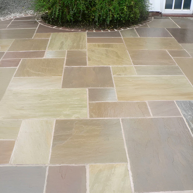 Load image into Gallery viewer, Raj Green Indian Sandstone Paving - Patio Pack - Mixed Sizes - Hand Cut &amp; Riven
