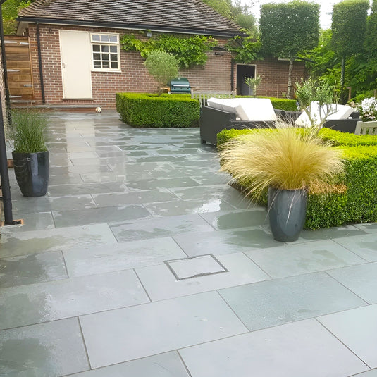 Brazilian - Grey Slate Paving - 295 x 295 x 20mm - Sawn & Riven