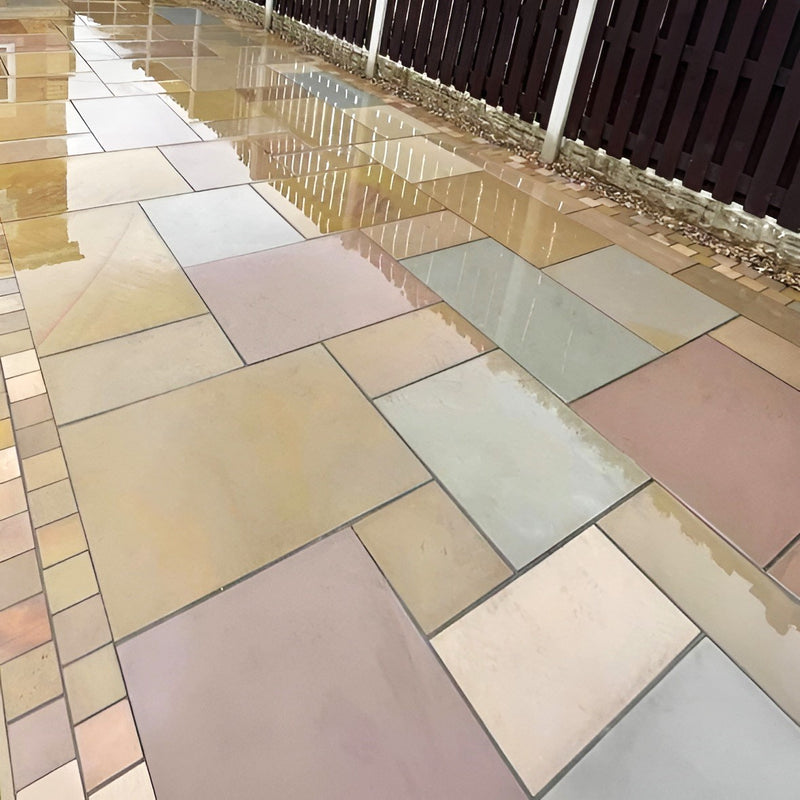 Load image into Gallery viewer, Raj Green Indian Sandstone Paving - 600 x 295 x 22mm - Sawn &amp; Sandblasted
