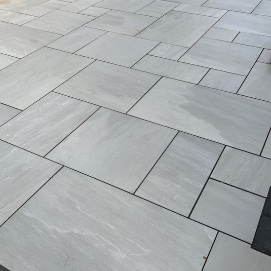 Kandala Grey Indian Sandstone Paving - 290 x 290 x 22mm - Hand Cut & Riven