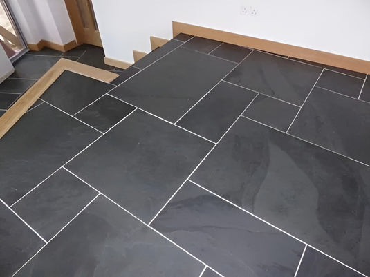 Brazilian - Black Slate Paving - Patio Pack - Mixed Sizes - Sawn & Riven